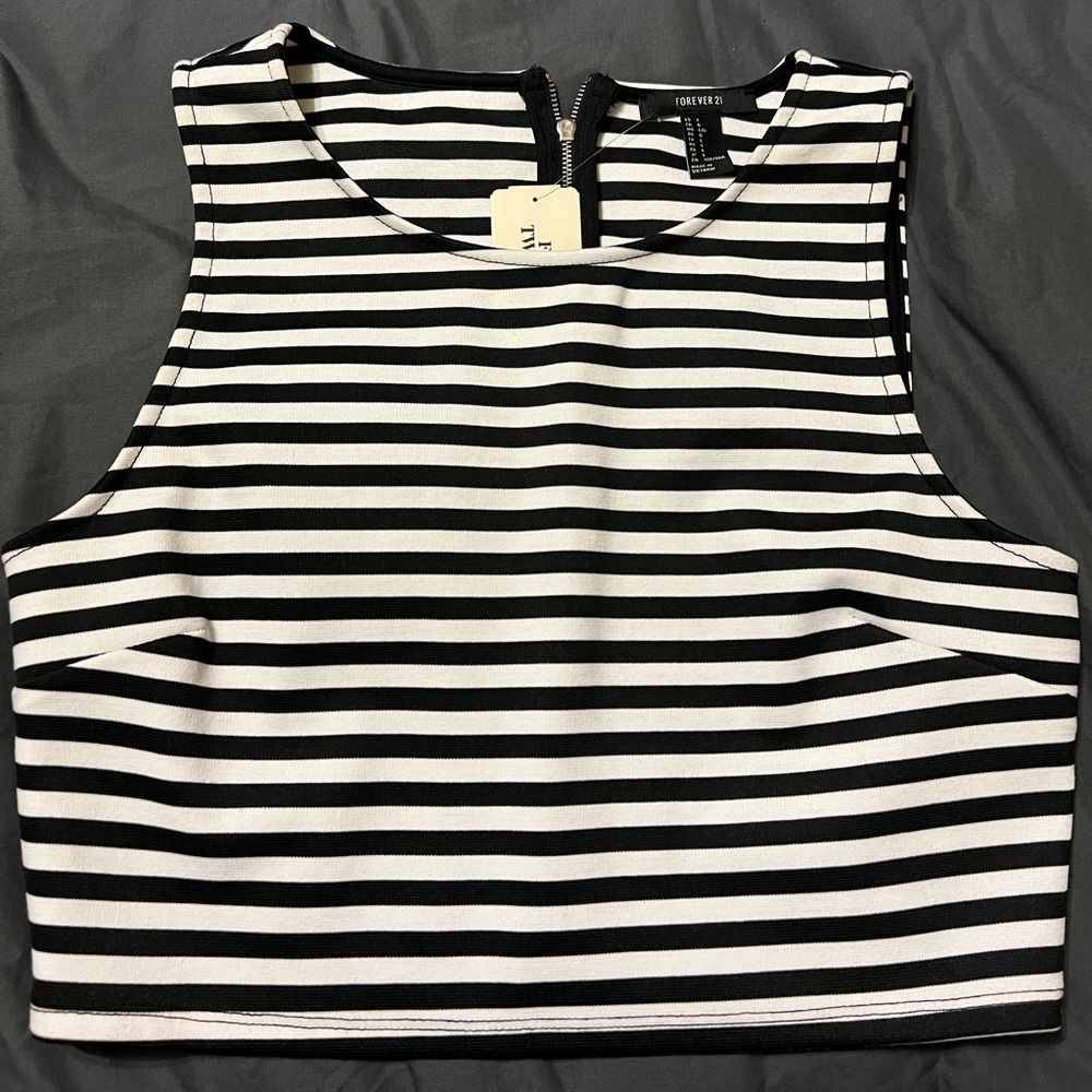 Black and White striped crop top from Forever 21